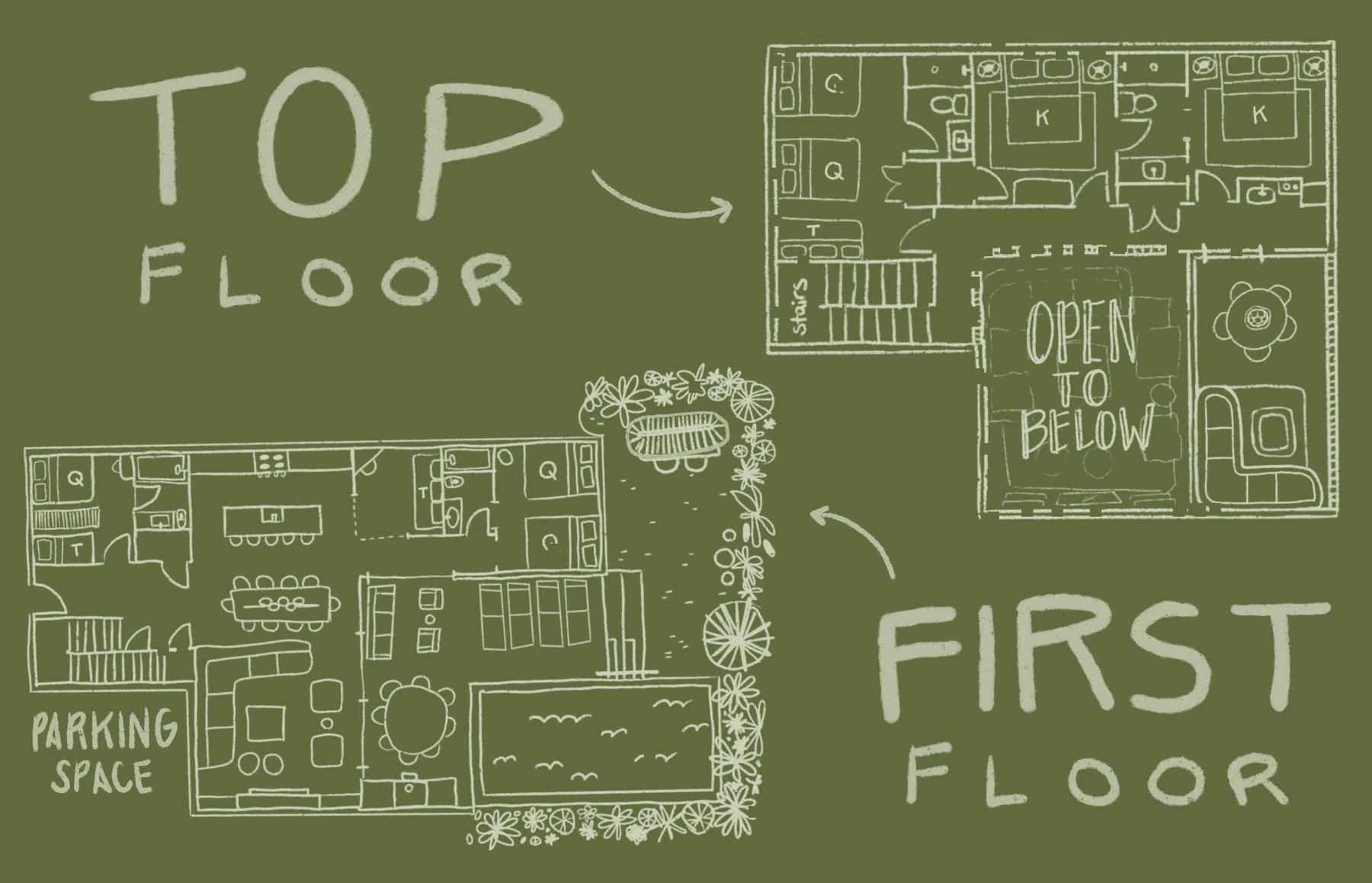 The Satsuma House floor plan, first and top floor